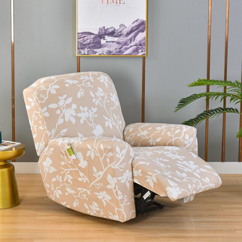 Elastic Full Cover Recliner Chair Slipcover Single Seater Sofa - Thick Fabric Dustproof Protector With Printed Patterns