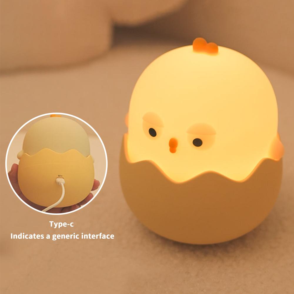 Милая курица из яичной скорлупы Ночник USB-перезаряжаемая силиконовая лампа Сенсорный свет Веселая и практичная настольная лампа в качестве подарка - отличный выбор