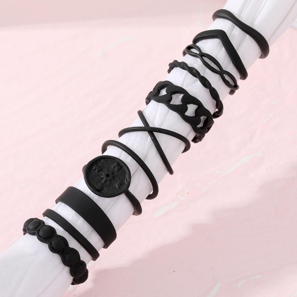 Модное Темпераментное Черное Полое Кольцо Элегантная Линия Ночной Клуб Вечеринка Кольцо Парное Подходящее Кольцо