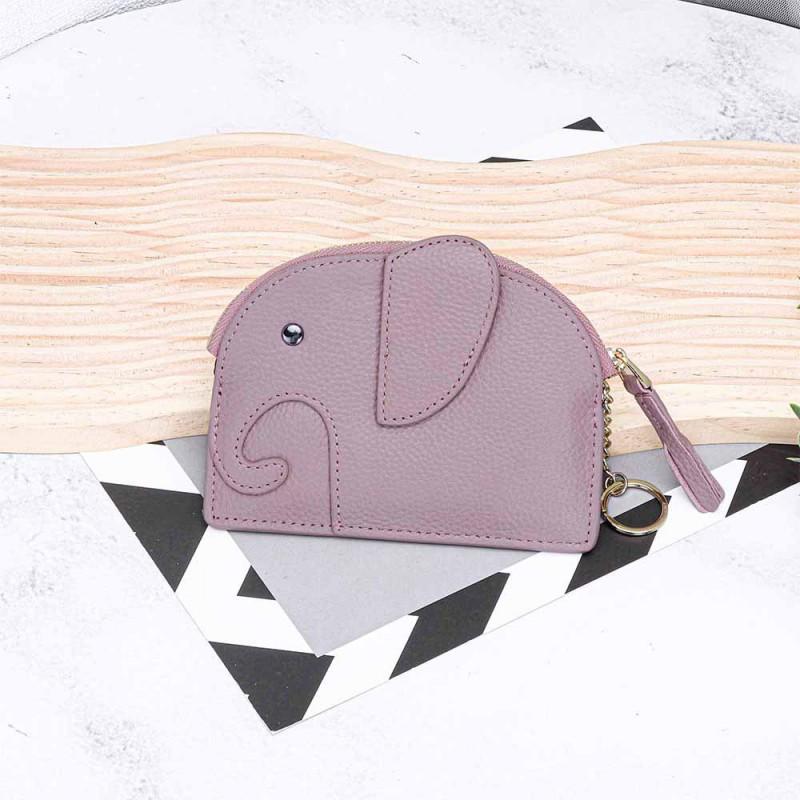 First-layer Cowhide Women's Change Purse Japanese Elephant Creative Tassel Zipper Bag Genuine Leather Key Coin