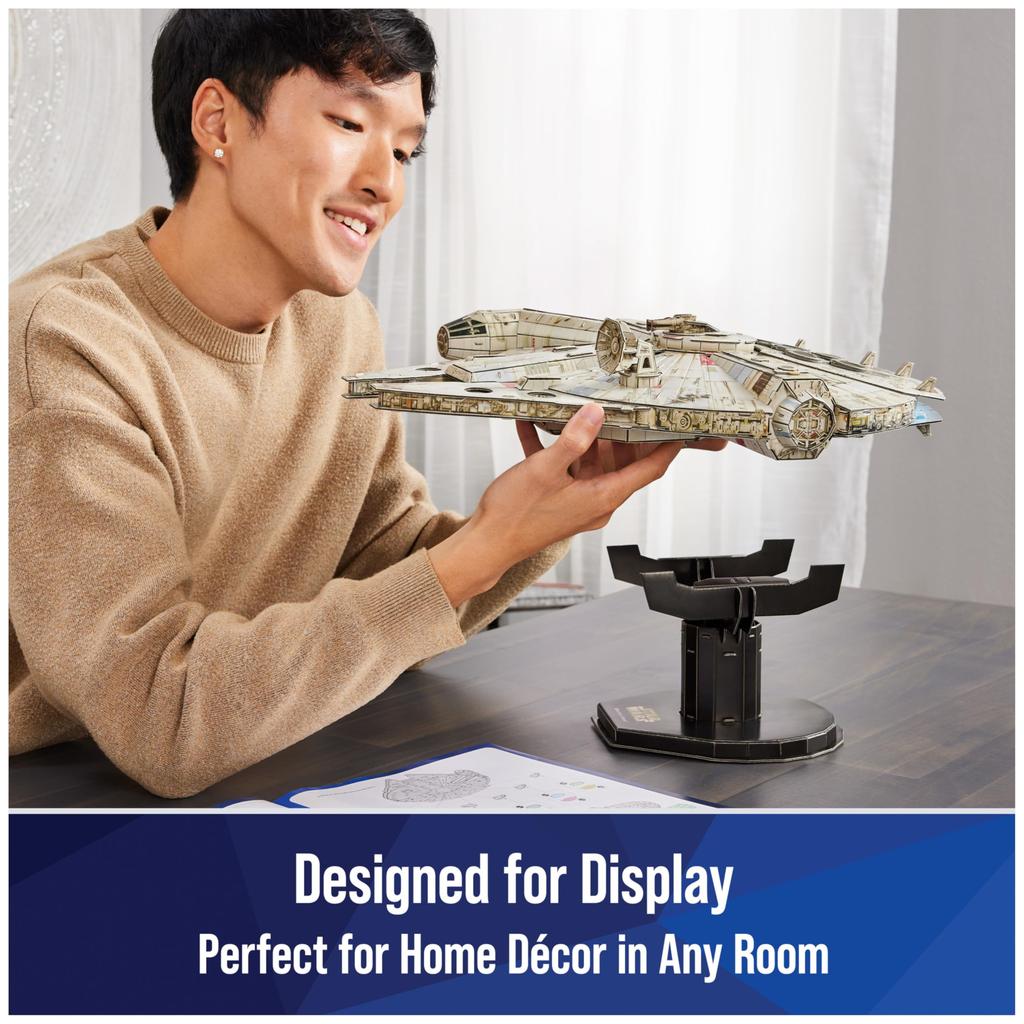 4D Build Star Wars Millennium Falcon 3D Model Star Wars Desk Decor for Fans and 3D Gift Idea for Ages 12 and Up Kit, Gift, Collectors, 223-Piece