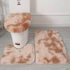Non Dye Tie Slip Mat Fluffy Plush Bathroom Toilet Seat Cover Carpet 3 Set Piece