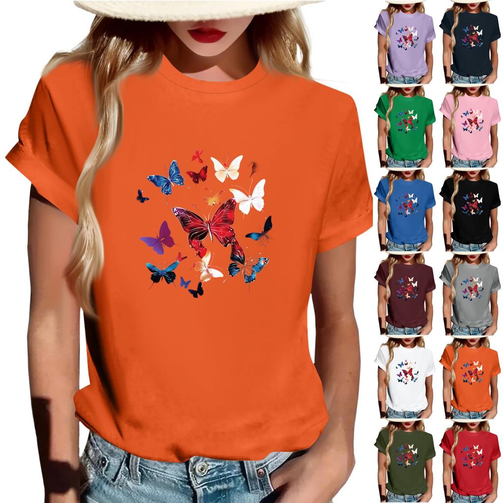 Женская модная футболка с круглым вырезом, повседневная, с ретро-принтом, с короткими рукавами