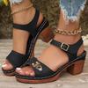 Women's Wide Width Chunky Heel Sandals, Outdoor Summer Slides, European Comfort Wholesale Sandals for Women