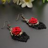 1 пара винтажных готических сережек-подвесок с черным кружевом и красными цветами в стиле Хэллоуин ARI