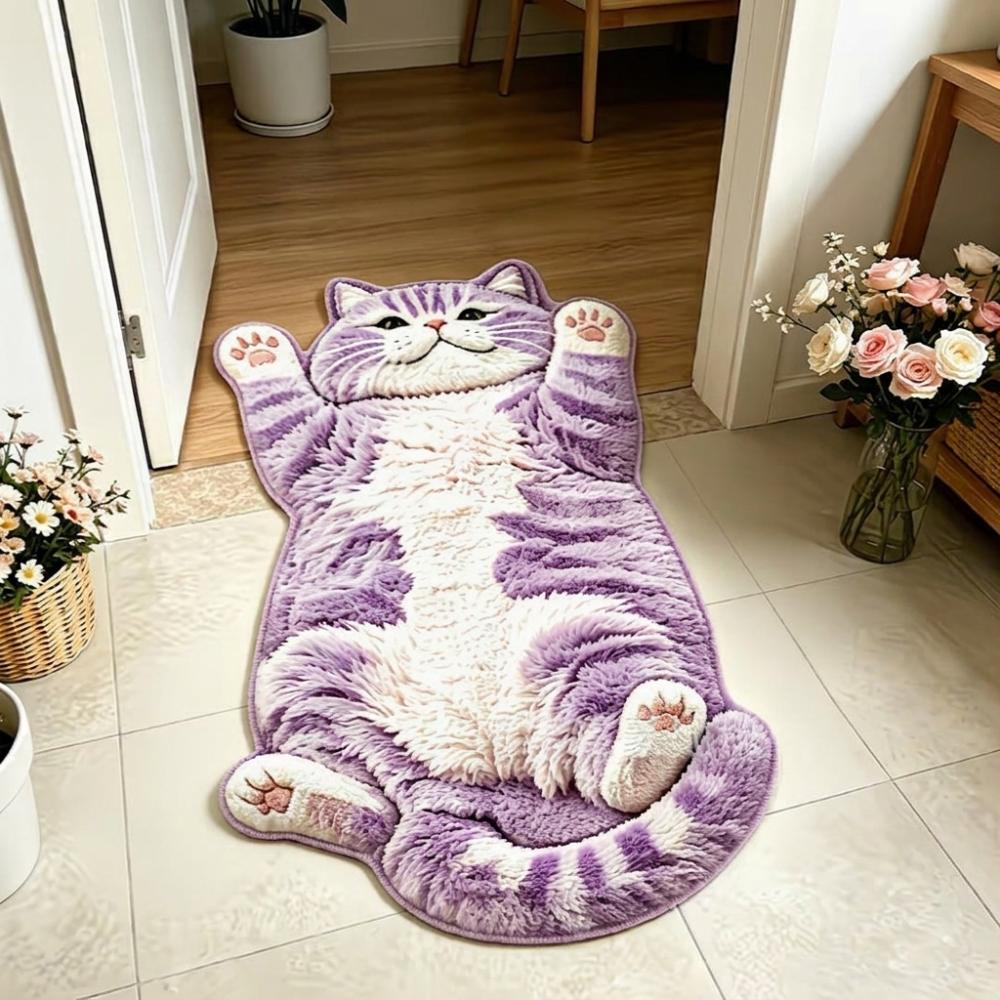 Non-Slip Cat-Shaped Area Rug Anti-fouling Cartoon Carpet Soft Home Decor Carpet Bedrooms