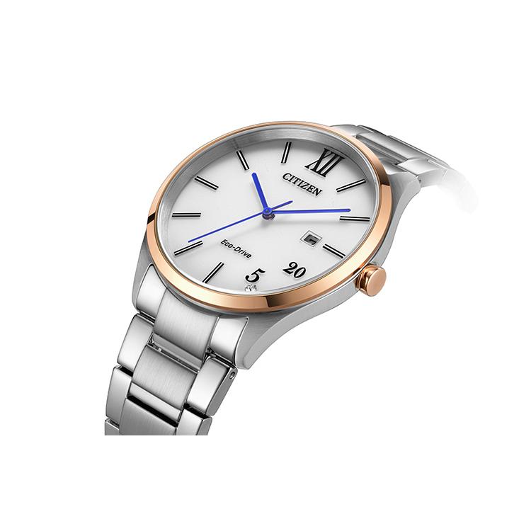 Citizen Коллекция Eco-Drive Часы с солнечным механизмом Стальной ремешок Мужские часы Белый циферблат BM7356-80A