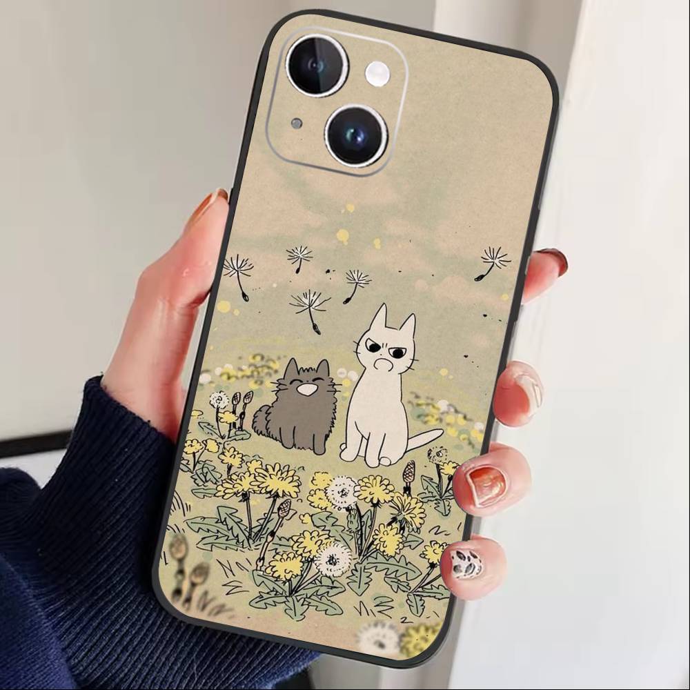 Смешная кошачья группа Животное Чехол для телефона Для iPhone17,16,15,14,13,12 Plus,Max Мягкий силикон Черный чехол