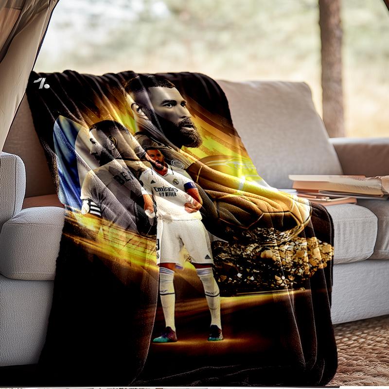 Real Madrid Karim Forever Blanket Lightweight Ideal Bedding Blanket Perfect for Travel, Camping, Living Rooms, Offices, Sofas, Fan Christmas gift