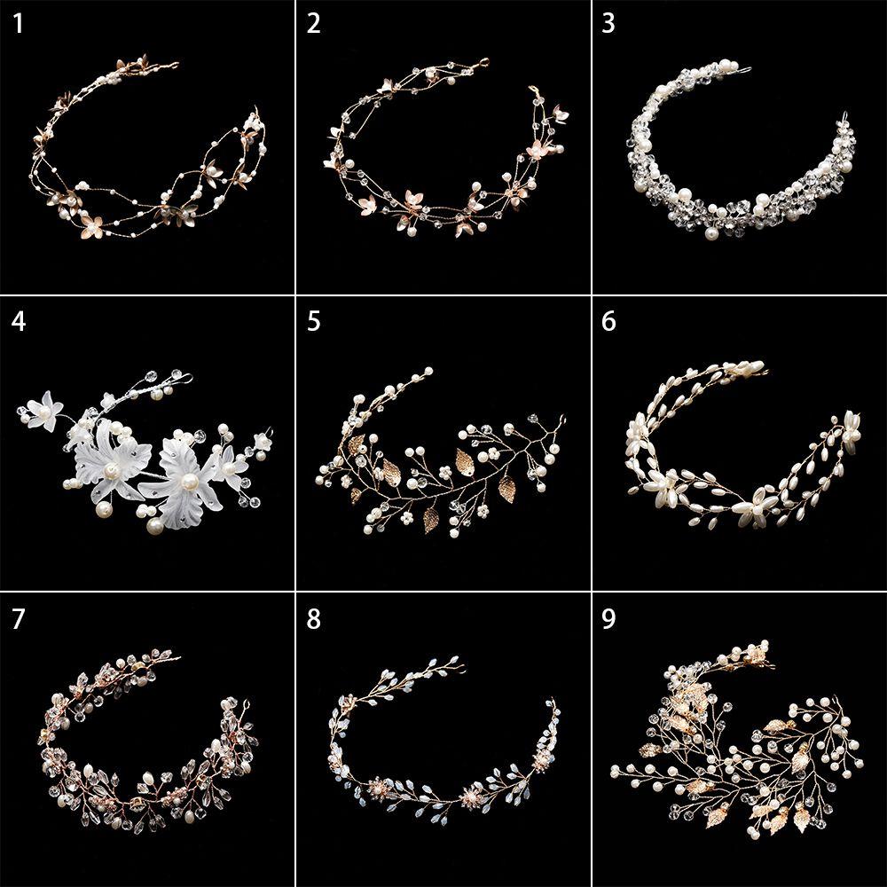 Girls Handmade Tiara Jewelry Rhinestone Headpiece Pearl Head Wear Crystal Headband Bridal Hairpin