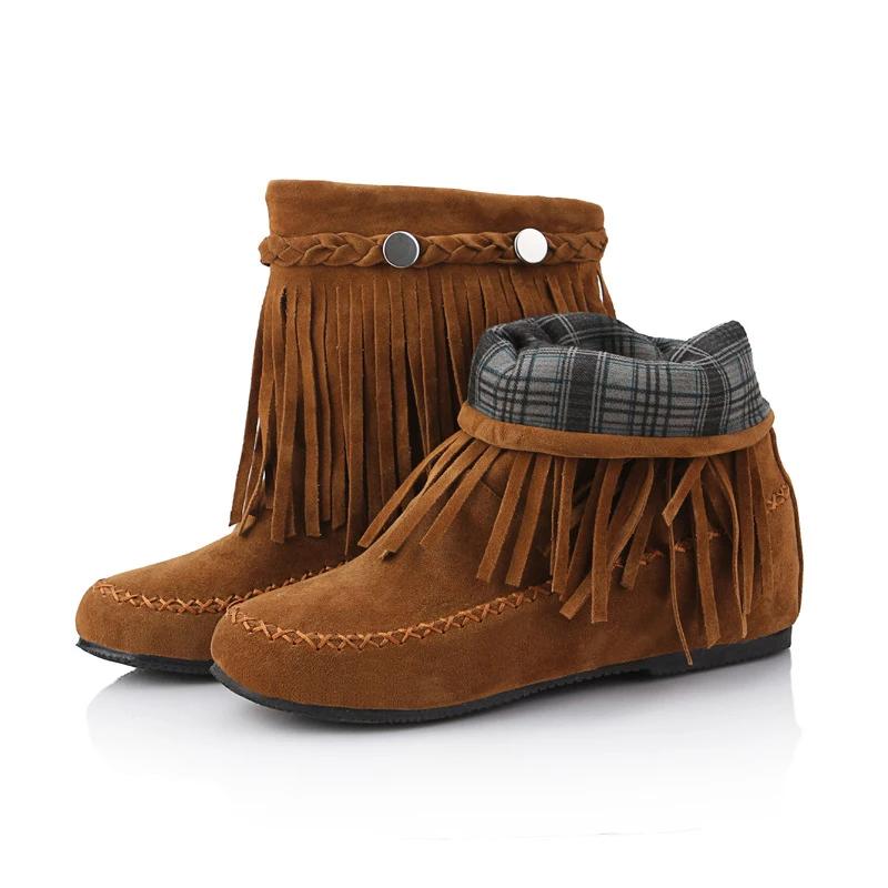 Fashion Vintage Fringe Short Boots for Women Fashion 2025 Autumn Winter Solid Female Boots Shoes Ladies