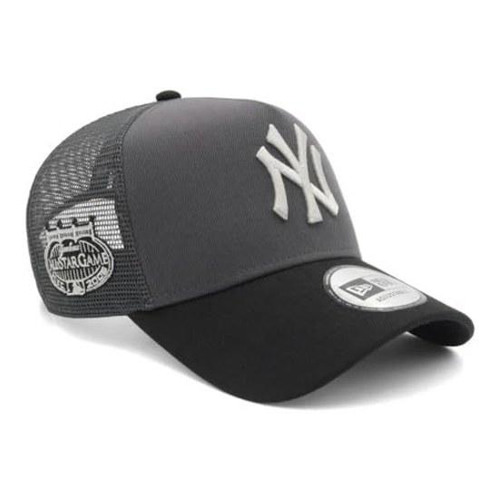 Era Mesh Cap 9FORTY A-Frame MLB ONSPOTZ Exclusive NY Graphite Black FREE Trucker CS Dark Side Patch York Yankees Sports Outdoors