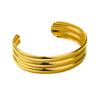 GEMCHIC Women's Double Layer Geometric Cuff Bracelet Adjustable Gold Plated Stainless Steel Bangle for Fashion