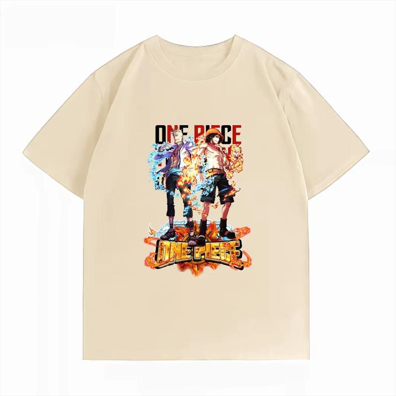 Футболка с принтом Ace & Marco из One Piece, повседневная, оверсайз, с круглым вырезом, с коротким рукавом, для женщин и мужчин