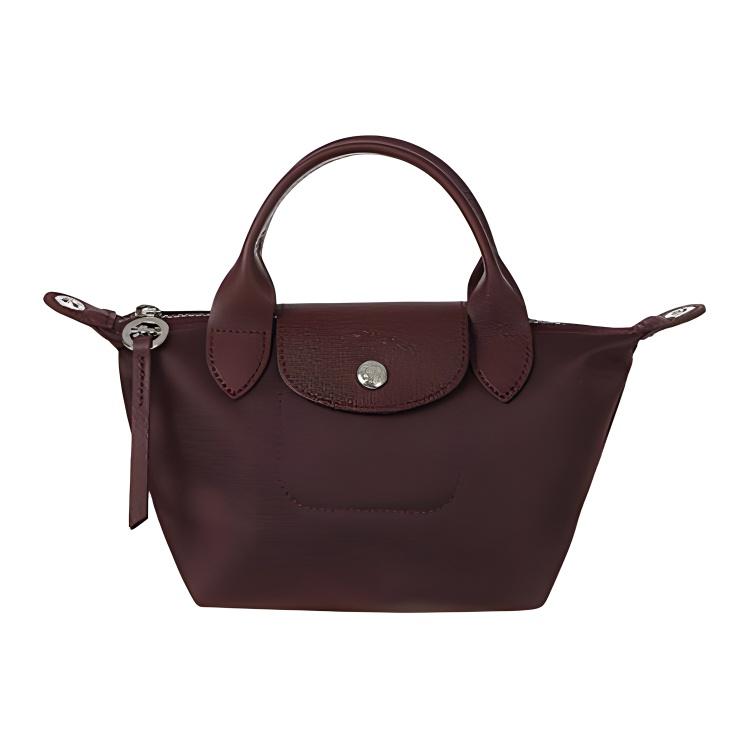Longchamp Le Pliage Néo 17 Short Handle Fabric Dumpling Bag Mini Women handbags Dark-Red 1500598P52