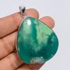 Classic Top Grade Qualite 100% Natural Chrysoprase Pear Shape Ethnic Style Handmade Jewelry 925 Steling Silver Plated Pendant 2.1" WSJ-4937