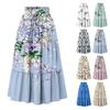Женская юбка макси с завязками на завышенной талии, летние длинные юбки, легкие многослойные струящиеся цветочные плиссированные юбки