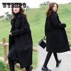 Fashion Ladies Woollen Cloth Slim Women Trench Coat Winter Jacket Loose Parka Outwear with Belt