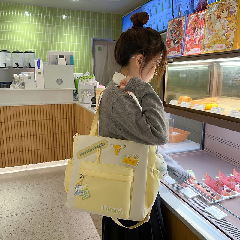 Women Messenger Bag College Style Large Capacity Tote Bag Student Class Commuter Bag