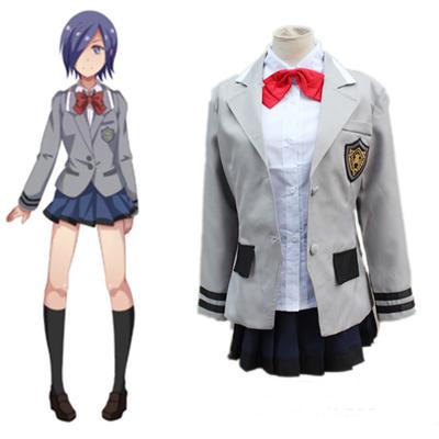 3 шт. аниме Tokyo Ghoul Touka Kirishima косплей костюм школьная форма фиолетовый парик женский карнавальный костюм на Хэллоуин комплект с юбкой