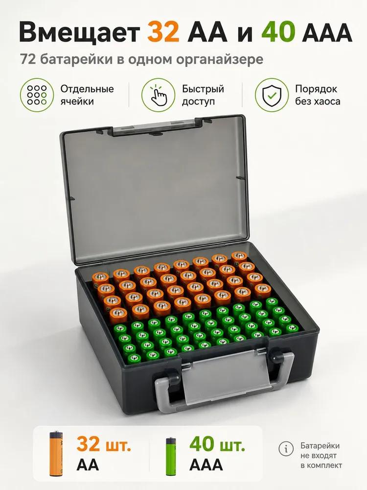 Battery box, light grey, 72AA + AAA