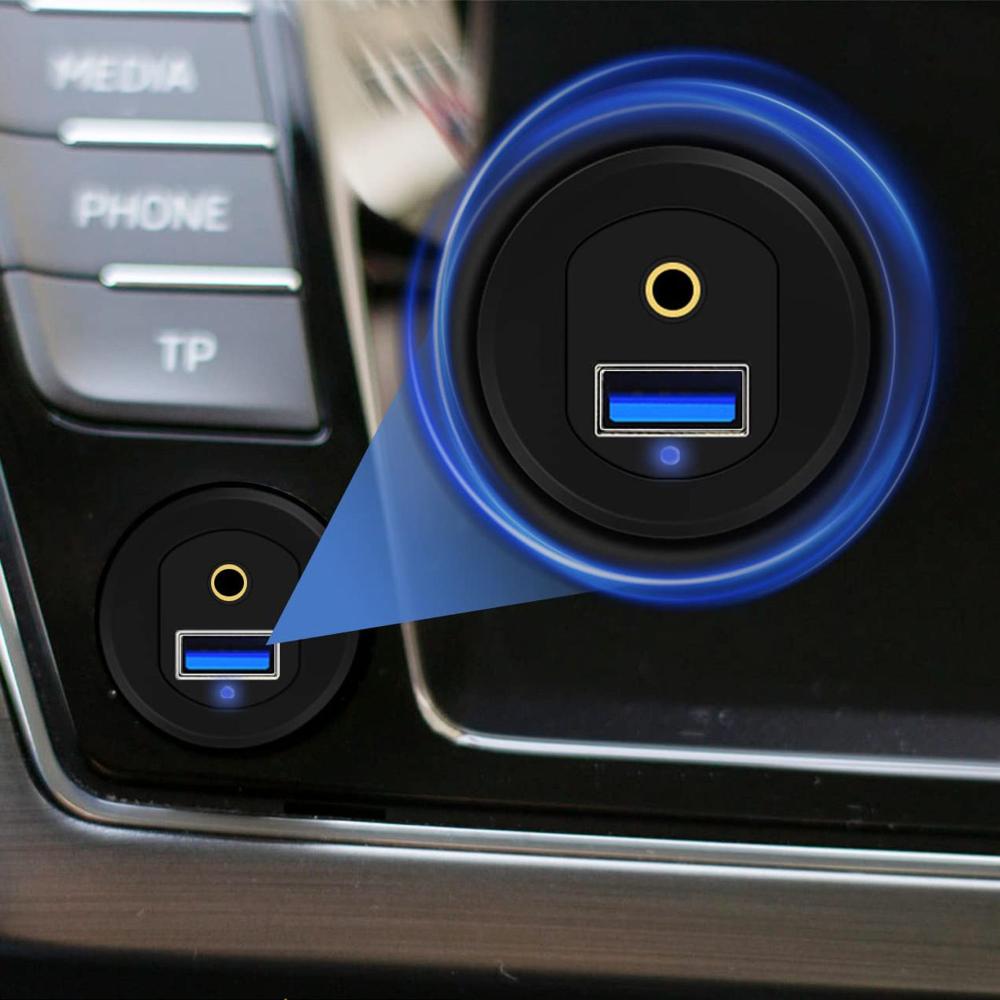 3-футовый светодиодный индикатор Водонепроницаемый порт AUX 3,5 мм Автомобильное крепление Встраиваемый кабель USB 3.0 Панель приборной панели