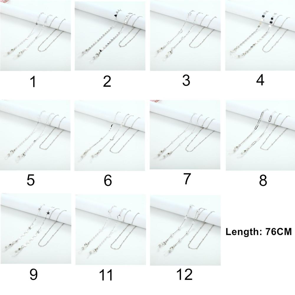 Metal Hangs Disc Neck Pearl Silver Color Sunglasses Chain Mask Lanyard Mask Holder Glasses Chain