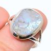 Подарочное кольцо из натурального радужного лунного камня 925 пробы из твердого серебра S.8 H3B03