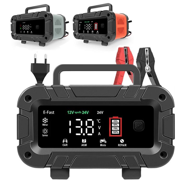 7-сегментное 10A/5A/6A автомобильное зарядное устройство для мотоцикла 12V/24V интеллектуальное зарядное устройство литиевый AGM GEL свинцово-кислотный LiFePO4 зарядное устройство для автомобиля