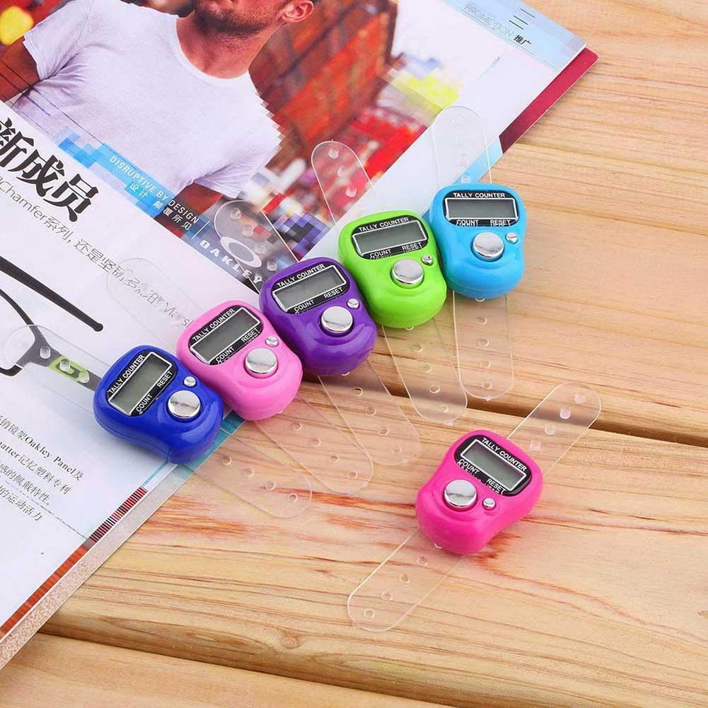 Random Color Finger Counter Ring 5 Digital LED Electronic Handheld Tally Counter Clicker Counter with Islamic Tasbih Bead