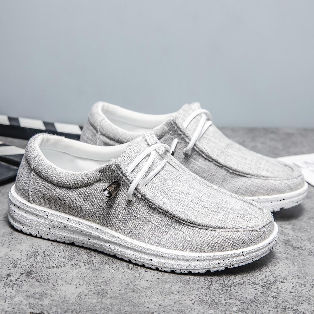 Дышащие парусиновые кроссовки без шнуровки для мужчин — нескользящая обувь для весны и лета
