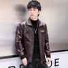 Осенне-зимняя новая кожаная одежда, мужская корейская модная брендовая модная кожаная куртка, молодежное плюшевое утепленное пальто, мужская одежда