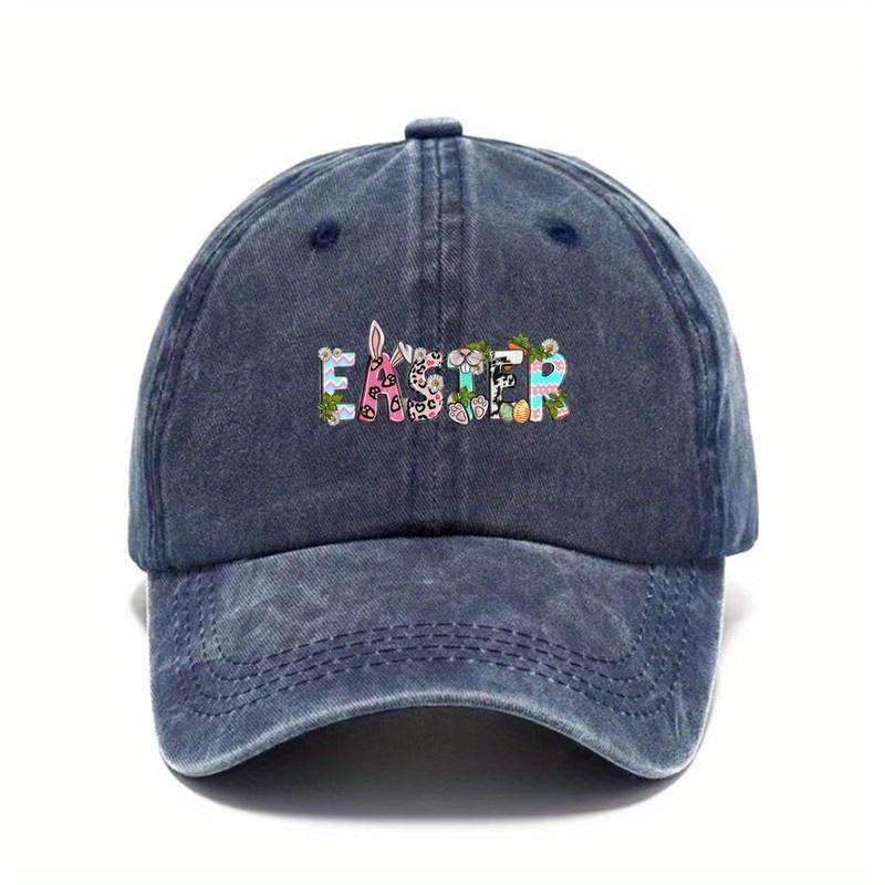 Easter Bunny Pattern Baseball Cap Unisex Casual Adjustable Cotton Blend Summer Sun Protective Outdoor Hat