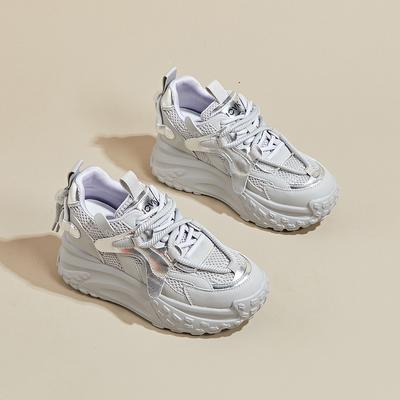 Платформенные кроссовки-папы женские 2025 лето новые, с небольшой высотой подъема, повседневные туфли, сетчатые дышащие кроссовки