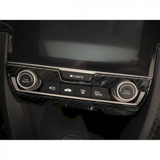 Carbon Fiber Look Center Console A/C Switch Cover Trim For Honda Civic 2016-
