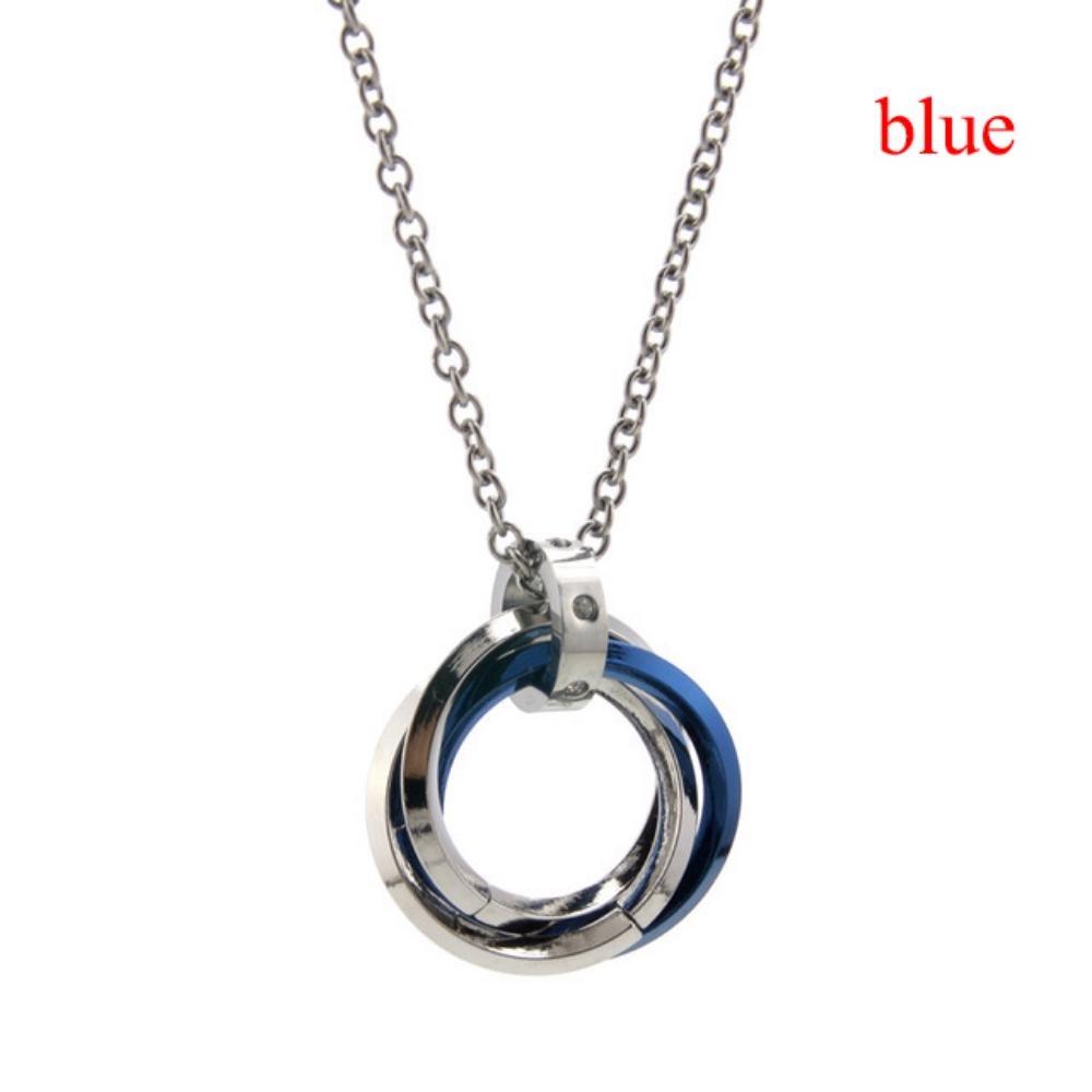 Rapper Three Ring Necklace Simple Hip-hop Style Titanium Steel Necklace Diamond Pendant Rap Boy