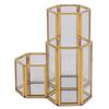 M-Modern-Glass Медный шестиугольный композитный держатель для ручек, стеклянная коробка для кистей для макияжа, многофункциональный настольный органайзер, офисные аксессуары