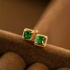 Серьги-гвоздики Huitan Gold Color Princess Green Cubic Zirconia для женщин, новые темпераментные свадебные серьги, модные роскошные ювелирные изделия