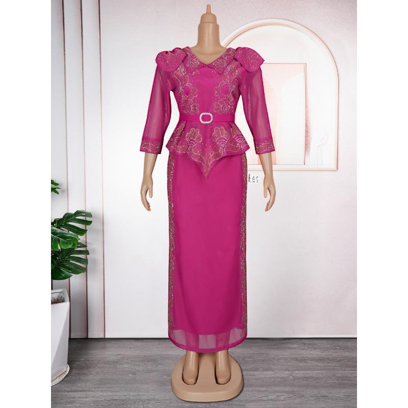 Плюс Размер Женская Мода Горячая Бриллиантовая Рождественская Вечеринка Поддельные Два Платья