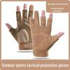 Мужские тактические перчатки без пальцев для скалолазания на открытом воздухе, спортивных тренировок, нескользящая микрофибра, кожа, для велоспорта.