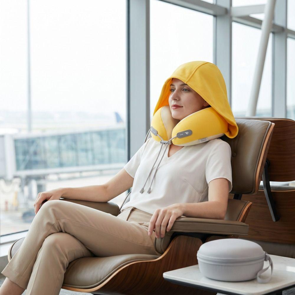 Ice Silk Ergonomic Neck Pillow Soft Travel Pillow Nap Hooded Neck Pillow Airplane