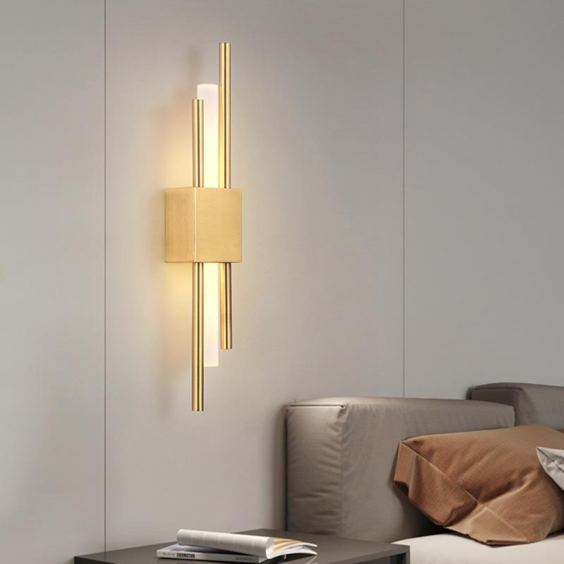Nordic Modern Simple Gold Lamp Body Restaurant Wall Light Living Room Background Balcony Aisle Bedroom Wall Lamp LED Aesthetics