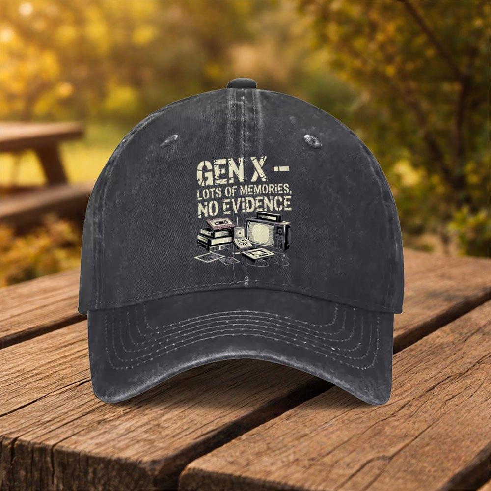 Gen X Vintage Print Baseball Cap Unisex Duckbill Cap for Outdoor Sports Fitness Travel