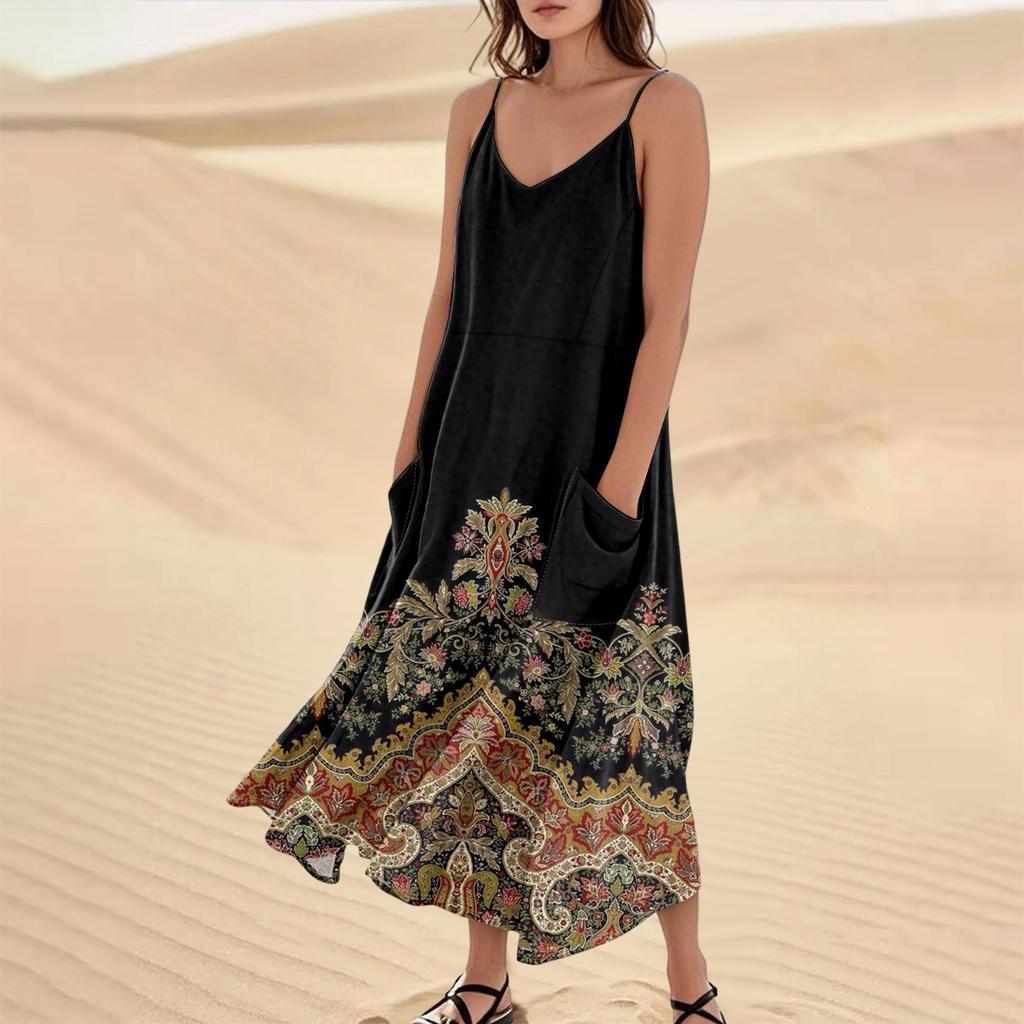 Женское летнее платье, повседневные свободные длинные пляжные платья для отдыха