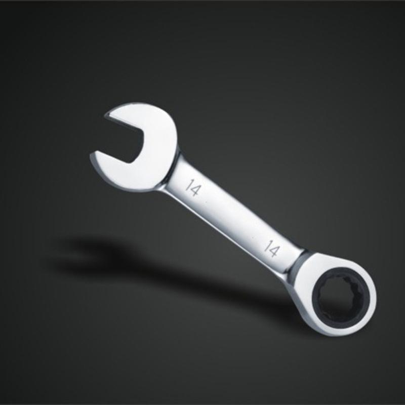 Трещоточный гаечный ключ 8-18 мм с короткой рукояткой, трещоточный гаечный ключ, ручной ремонтный инструмент, реверсивный комбинированный одинарный гаечный ключ
