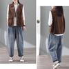 Women's Cardigan Vest Double Corduroy Cardigan Vest Jacket Autumn Winter Lapel Vest Top Vintage