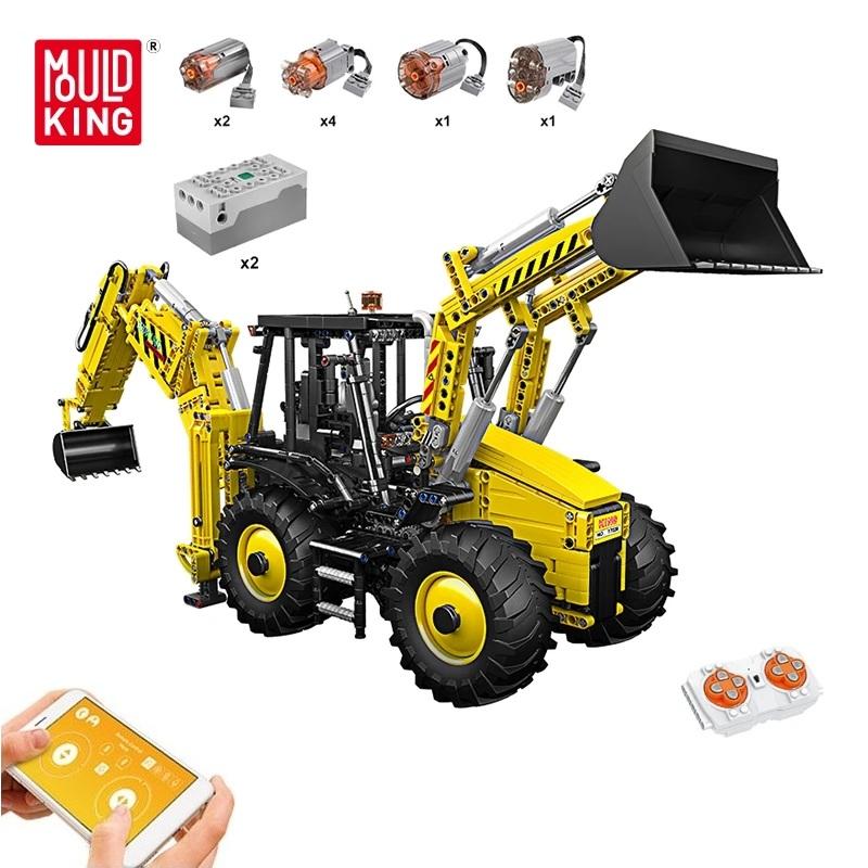 MOULD KING 17036 Инженерный автомобиль с двойной головкой, игрушки для детей, комплекты технических строительных машин, моторизованный экскаватор, грузовик, кирпичи