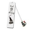 Stainless Steel Metal Bookmark Cat Long Chain Cat Pendant School Supplies Engraved Bookmark