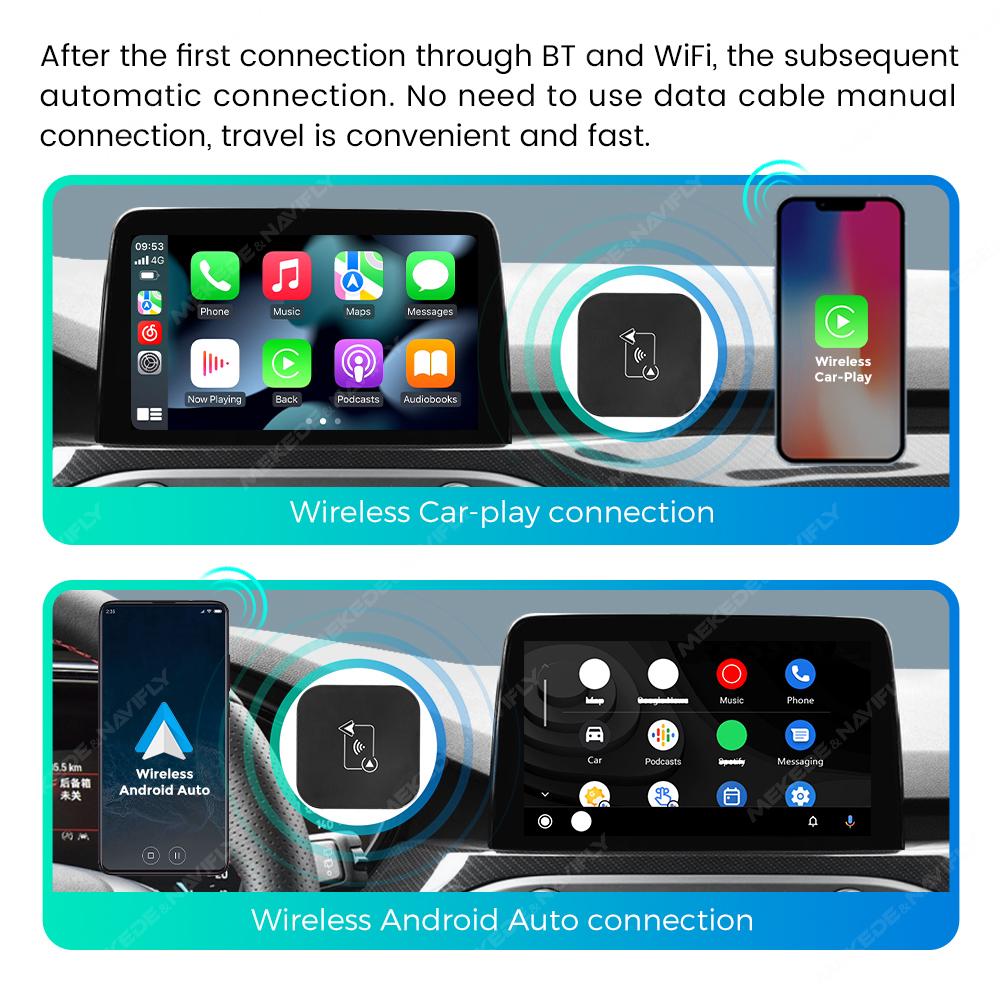 MINI Ai Box 2 в 1 беспроводной автомобильный адаптер Carplay Android Auto WiFi BT5.0 Plug and Play автоматическое распознавание для универсального автомобиля