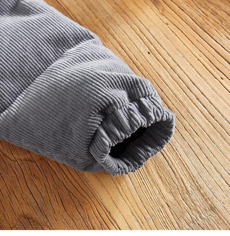 Мужская ретро вельветовая зимняя куртка - Толстая, теплая, однотонная, короткий силуэт